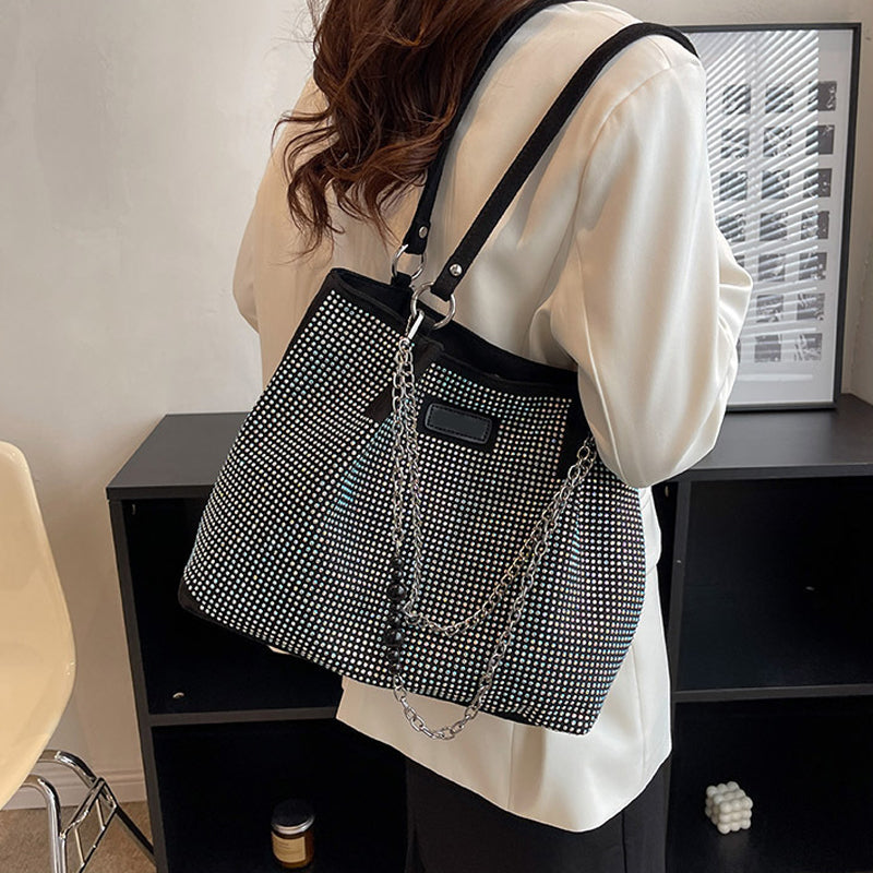 Sac à bandoulière glamour à strass pour femme