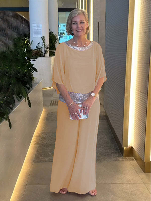 Ensemble deux pièces élégant à sequins color block