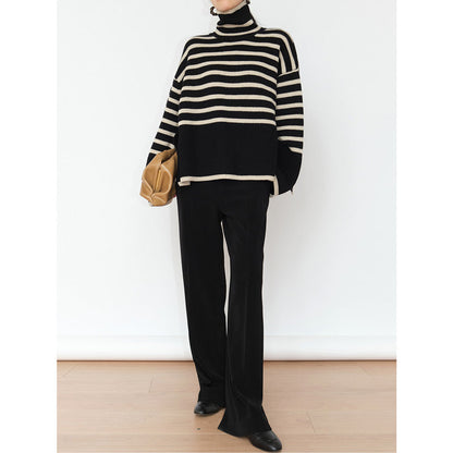 Women's Slit Turtleneck Knit Sweater