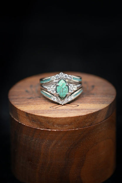 Sterling Silver Natural Turquoise Diamond Ring