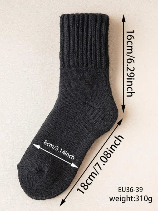 5 Pairs Unisex Solid Mid-calf Socks