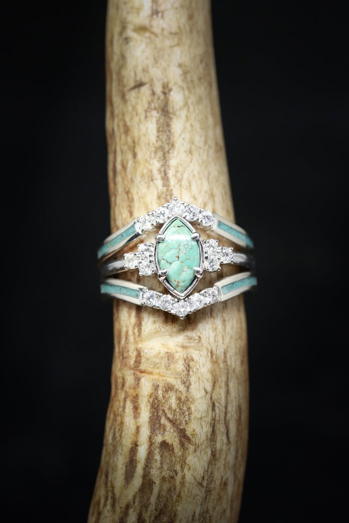 Sterling Silver Natural Turquoise Diamond Ring