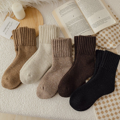 5 Pairs Unisex Solid Mid-calf Socks