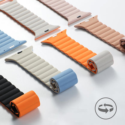 Bracelet de montre magnétique bicolore en silicone avec boucle, compatible avec l'Apple Watch