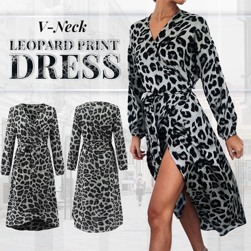 V-Neck Leopard Print Dress-Buy 2 Automatic 10% Off & Free Shipping