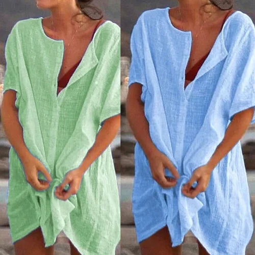 Women's Summer Cotton Casual Loose Short sleeve shirt