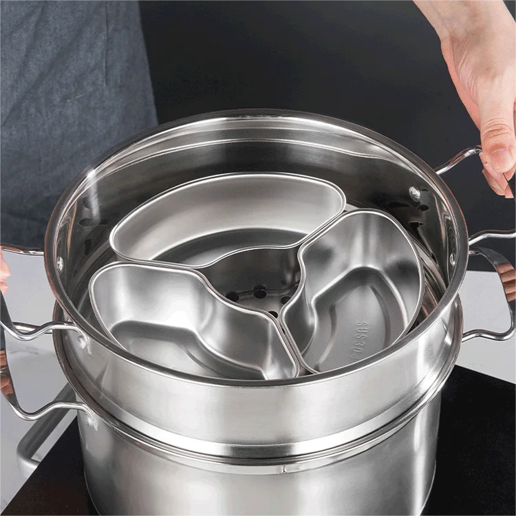 Bacs de cuisson à vapeur festonnés en acier inoxydable