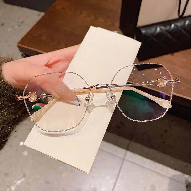 💥New Arrival✨Women's Synthetic Diamonds Rimless Anti Blue Light Glasses