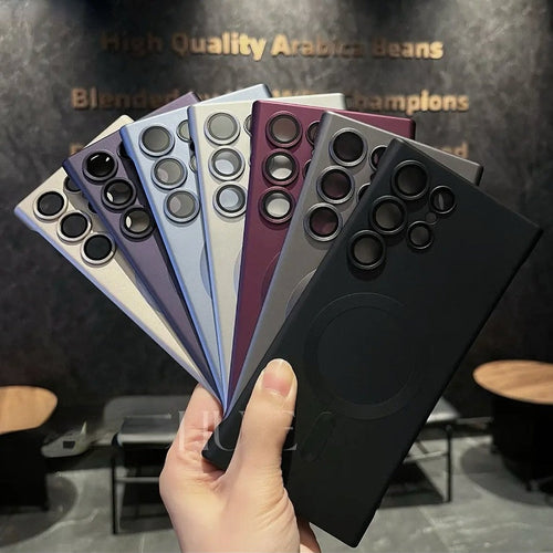 Étui de téléphone magnétique mat sans cadre et anti-rayures