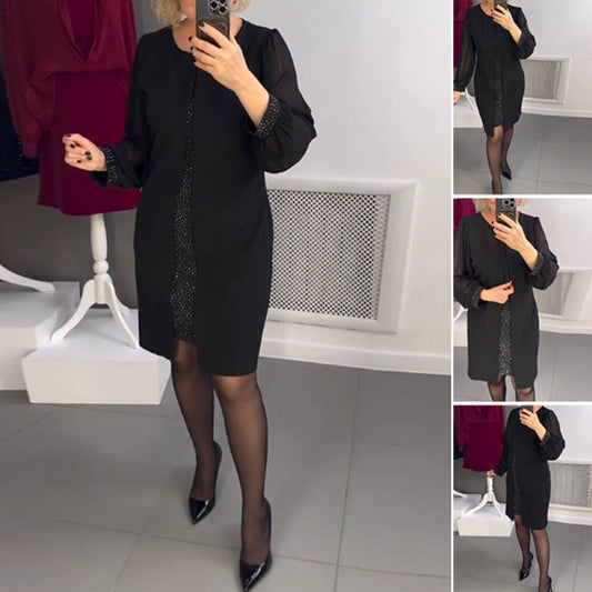 Robe midi noire ornée de strass ✈️ Livraison gratuite