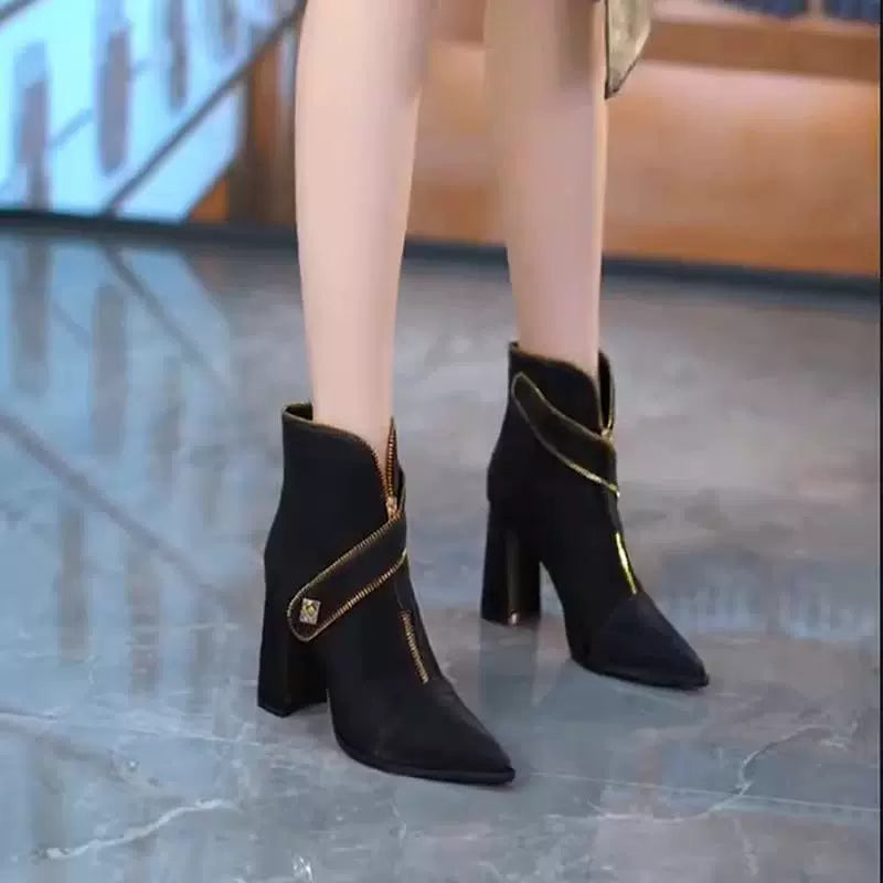 Women's Fashion Zipper Ankle Boots